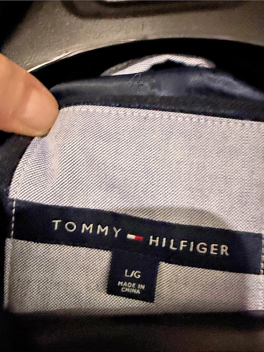 Tommy Hilfiger Navy Pinstripe Suit Jacket Blazer Black Large - Picture 2 of 8